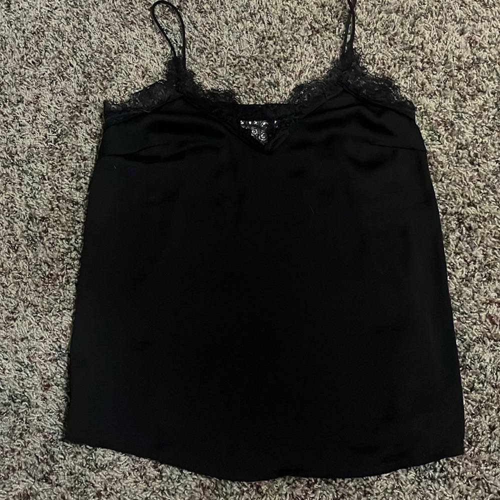 H&M Lace-Lined Satin Black Top